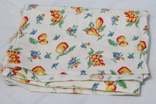 bright fruit print cotton feed sack, authentic vintage fabric for quilting etc.