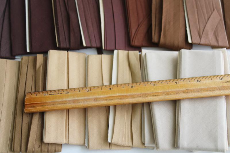 brown buff tan colors vintage seam tape, cotton & blend bias binding for sewing projects