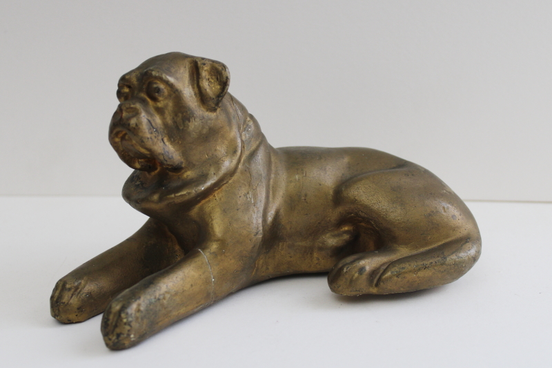 bull mastiff dog early 1900s vintage antique carnival chalkware figurine