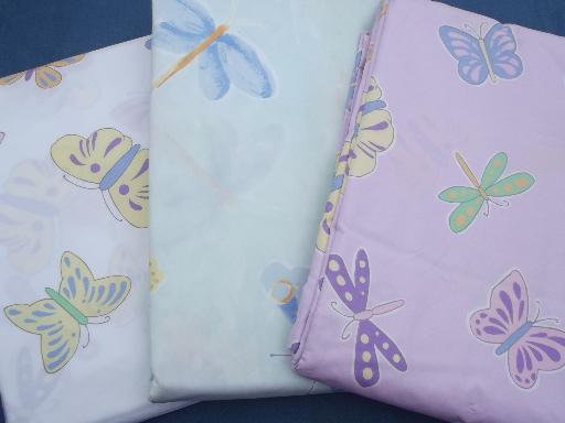 butterflies print cotton, never used duvet covers, flat sheet for fabric
