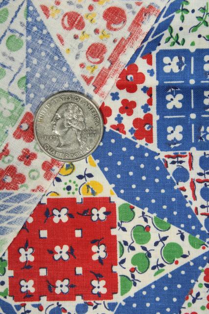 cheater patchwork calico print cotton quilt fabric, 1950s or 1960s vintage