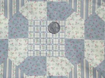 cheater quilt patchwork print cotton, 80s Fabric Traditions blue and pink