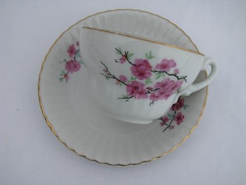 cherry blossom vintage china cups & saucers, japan