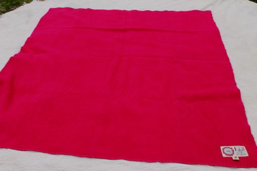 cherry red vintage wool blanket w/ Van Wjk Holland label, thick & shaggy, very soft