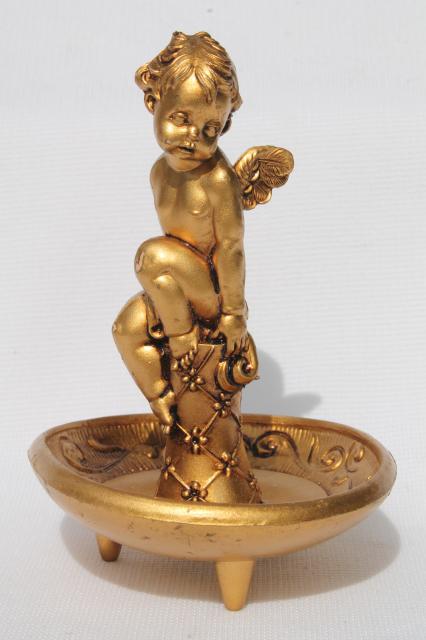 cherubs & baby angels Depose Italy vintage composition plastic egg shaped boxes & stands for eggs