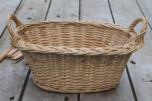 child's size vintage wicker laundry basket for wash day, washing doll clothes