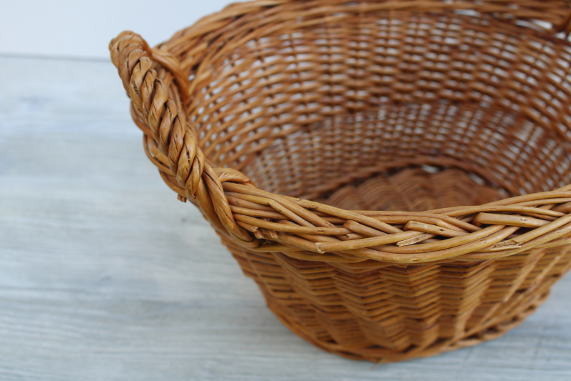 childs size vintage wicker laundry basket, rustic farmhouse style gathering basket