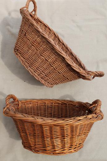 child's size vintage wicker laundry baskets for washing doll clothes on wash day