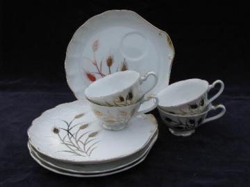 china tv snack or luncheon sets, wheat pattern, vintage Japan