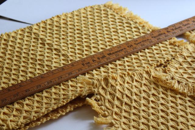 chunky hand woven cotton placemats, rustic country farmhouse table linens, mustard yellow gold