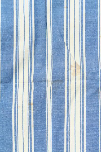 circa 1900 blue striped cotton shirting pillowcases, antique vintage fabric