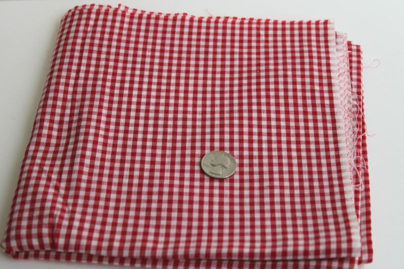 classic red & white checked gingham fabric, vintage 36 wide cotton for quilting etc.