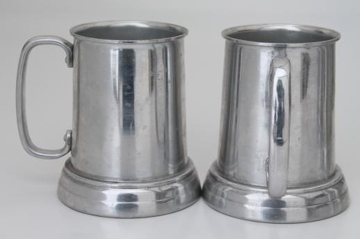 clear bottom beer steins, set of six vintage pewter aluminum tavern mugs