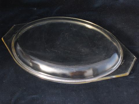 clear glass vintage Pyrex lids lot, replacement covers for oval casseroles