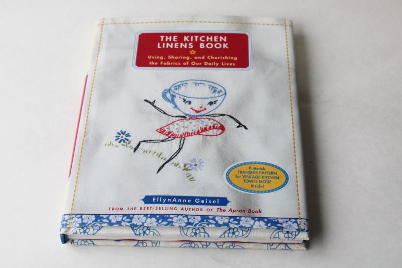 collectible vintage Kitchen Linens hardcover book, color photos fabric & fancy work