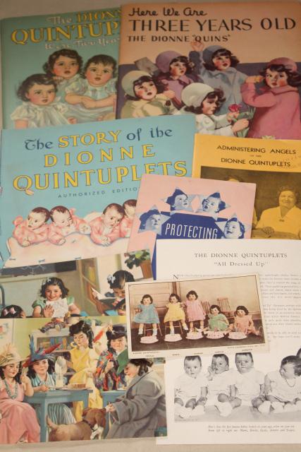 collection Dionne Quintuplets Quints photos, books, vintage paper ephemera lot