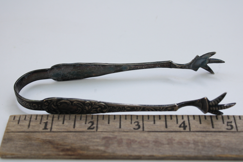 collection of Victorian and Edwardian vintage silver sugar tongs, Rogers plate, sterling silver