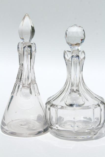 collection of antique cruet bottles, vintage EAPG pressed pattern glass cruets