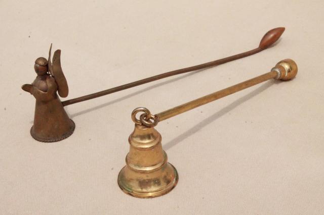 collection of candle snuffers, vintage lot long handle candle extinguishers