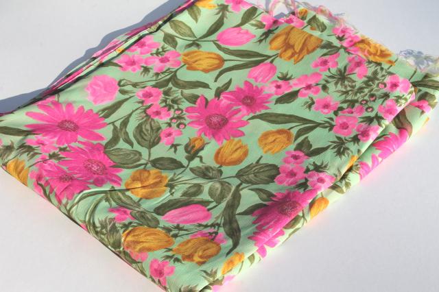 collection of flowered prints 70s vintage fabric lot silky polyester pretty florals