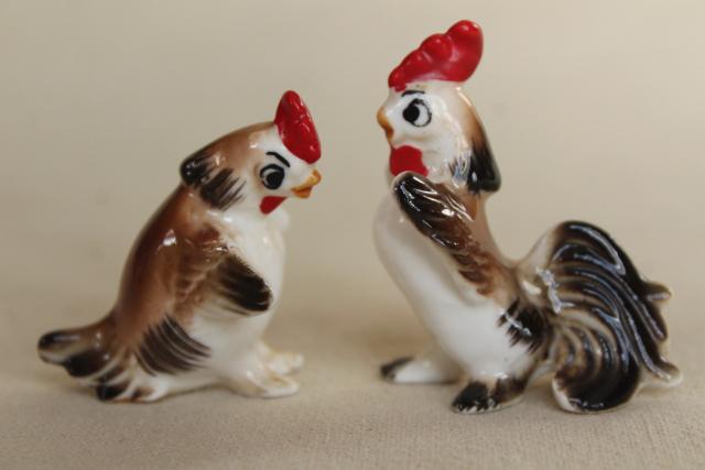 collection of tiny vintage chickens, bone china miniature animals hens chicks roosters