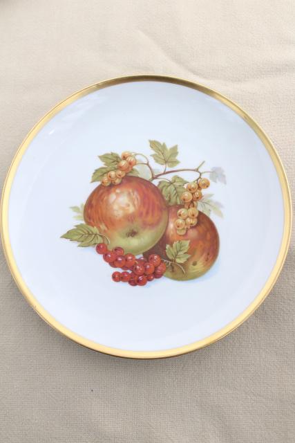 collection of vintage painted china plates w/ fall harvest fruit, flowers, pinecones