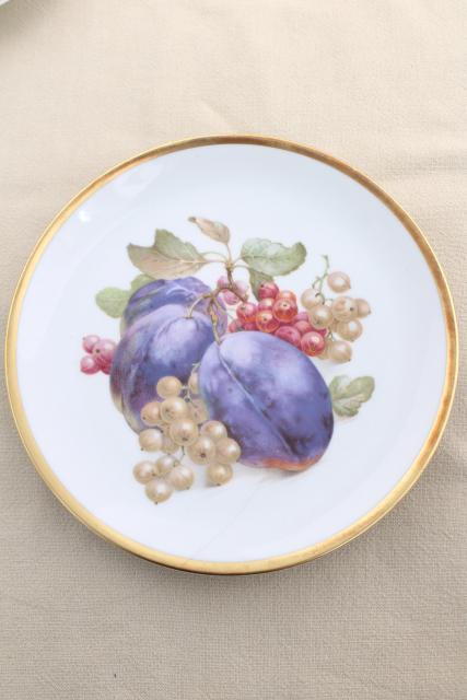 collection of vintage painted china plates w/ fall harvest fruit, flowers, pinecones