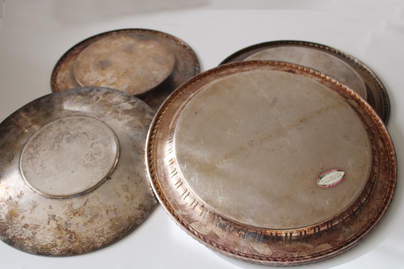 collection of vintage silver plate trays, chargers, round platters, plates lot