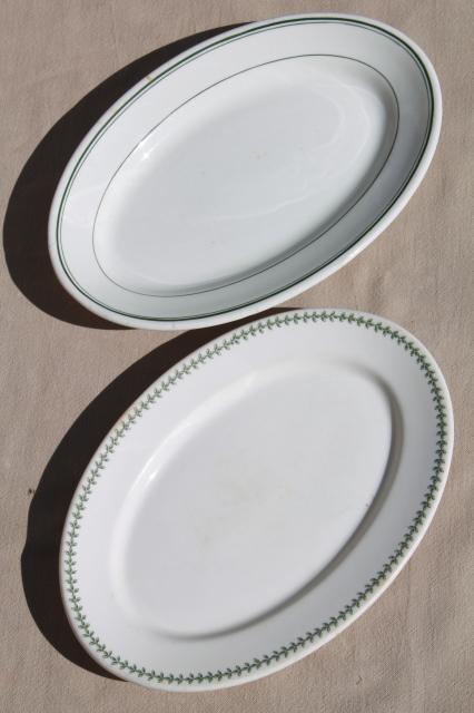collection of vintage white ironstone china platters / restaurant ware steak plates