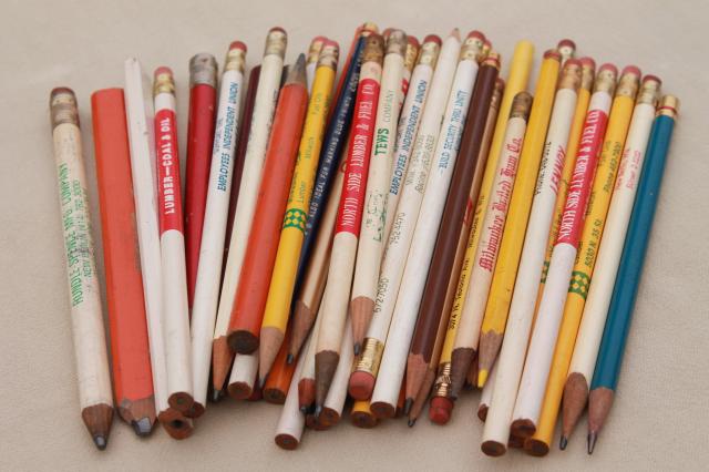 collection of vintage wood pencils, old advertising pencil lot, builder ...