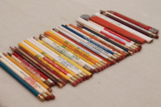 collection of vintage wood pencils, old advertising pencil lot, builder ...