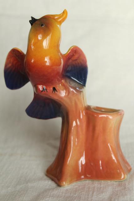 collection vintage bird figurine figural flower holders frog style vases