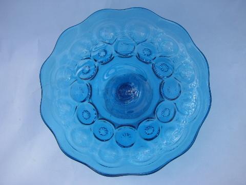 colonial blue moon & star pattern glass, salver / rolled edge compote