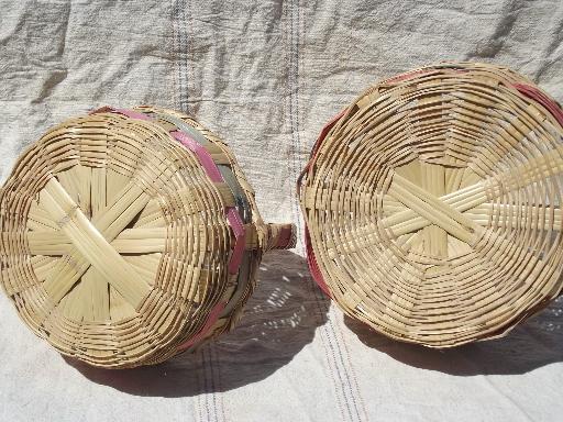 colored stripes vintage Mexico woven baskets for Easter flowers
