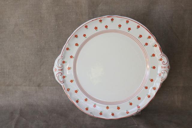 cottage chic vintage hand painted Japan china tray or server, cozy style cake plate