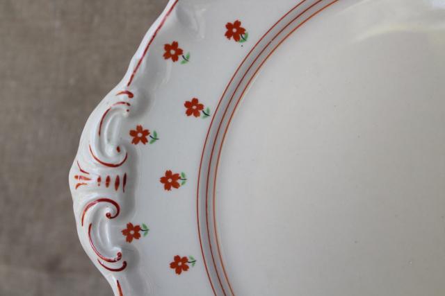 cottage chic vintage hand painted Japan china tray or server, cozy style cake plate
