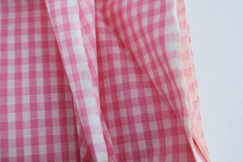 cottagecore girly vintage pink  white gingham, 60s poly cotton fabric for crafts or sewing
