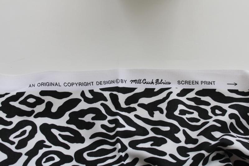 cotton canvas fabric, retro black & white spotted leopard animal print 