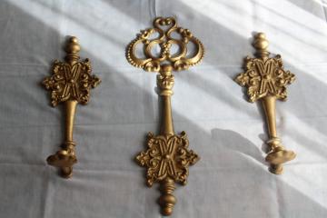 country french style candle sconces, vintage ornate gold metal wall art decor