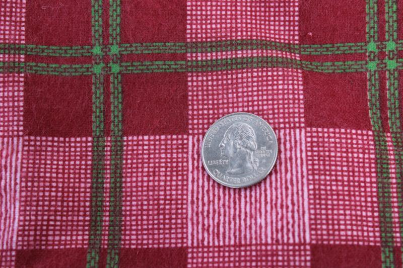 cranberry red & pine green plaid print flannel fabric, lumberjack cabin rustic Christmas