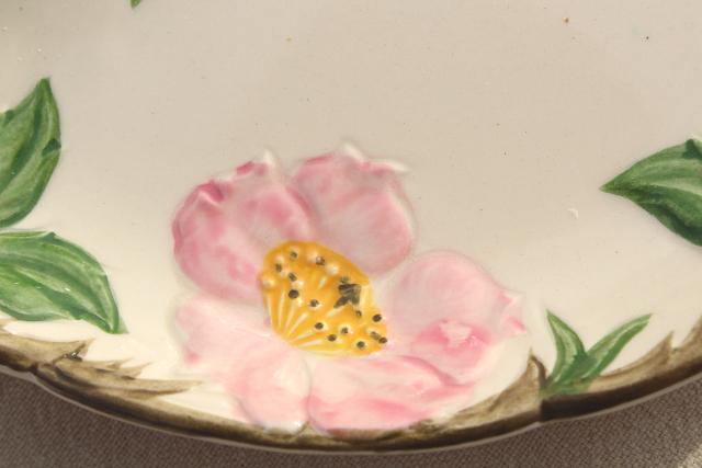 crescent shaped salad plates / side dishes, vintage Franciscan Desert Rose