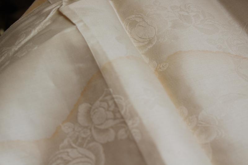 crisp linen damask fabric unused vintage yardage for napkins or towels
