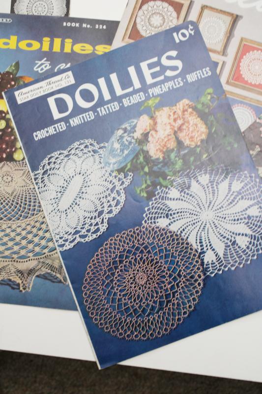 crochet doily patterns, doilies vintage needlework booklets lot Star Coats & Clark