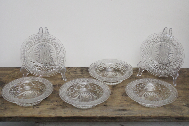 crystal clear Cape Cod pattern Imperial glass cereal bowls or baked apple dishes