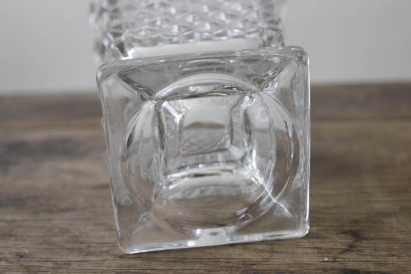 crystal clear glass vintage Fostoria American cube vase high urn flared shape w/ square foot