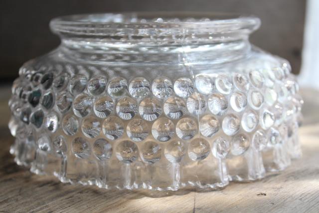 crystal clear hobnail glass bowl w/ crimped ruffle rim, vintage Fenton?