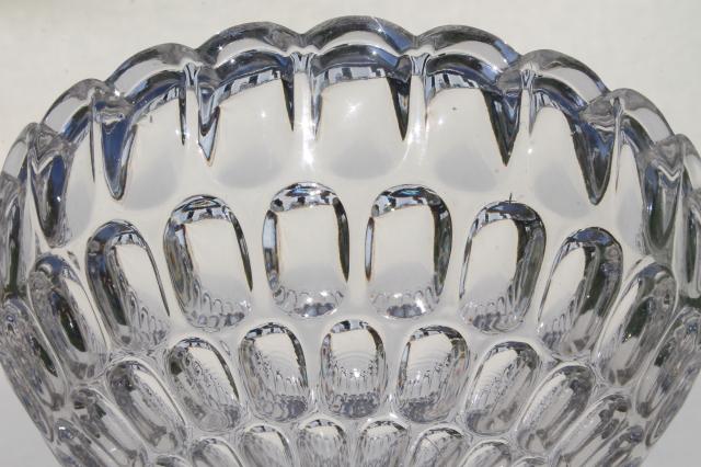 crystal clear vintage elegant glass thumbprint pattern pressed glass compote dish