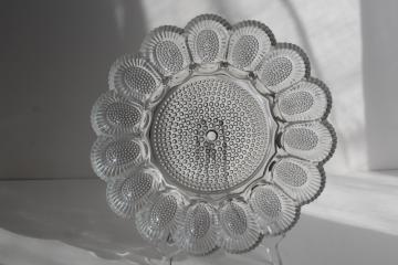 crystal clear vintage pressed glass egg plate, serving tray for deviled eggs