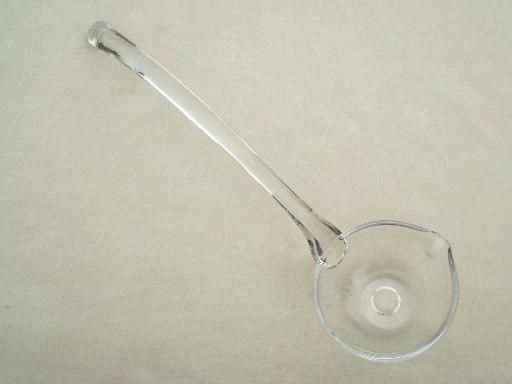 cyrstal clear glass punch ladle, vintage punch bowl ladle