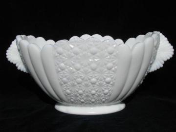 daisy & button draped panel oval bowl, vintage milk white pattern glass
